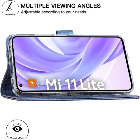 ETUI Z KLAPKĄ XIAOMI MI LITE 4G/5G 6.55" NIEBIESKIE TEKSTURA MATERIAŁU