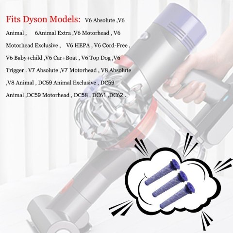 FILTR ZMYWALNY WSTĘPNY DYSON V6 V7 V8 3szt