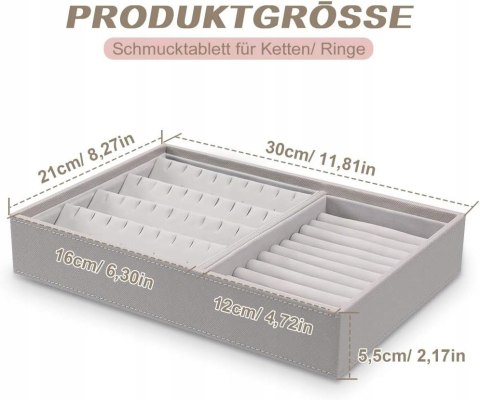 SZKATUŁKA NA BIŻUTERIĘ KOLCZYKI PUDEŁKO 30x21 szare