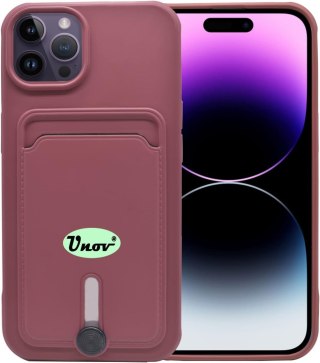 ETUI DO APPLE IPHONE 14 PRO MAX 6.7" BORDOWE SILIKONOWE +MIEJSCE NA KARTY