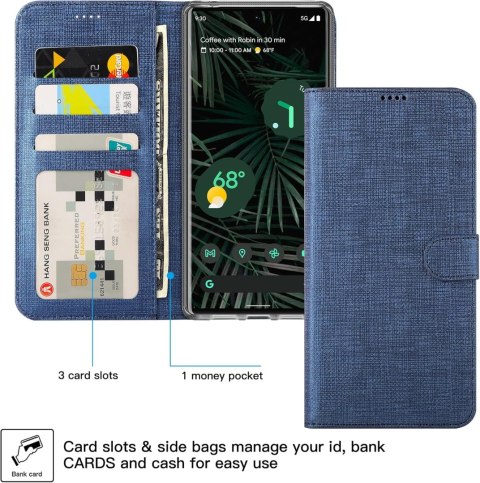 ETUI GOOGLE PIXEL 6 PRO ZAMYKANE Z KLAPKĄ NIEBIESKIE WYTRZYMAŁE