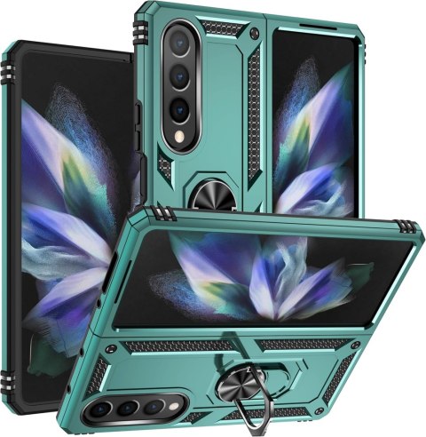 ETUI PANCERNE SAMSUNG GALAXY Z FOLD 4 ZIELONA RAMKA Z PIERŚCIENIEM