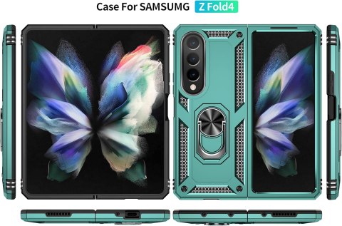 ETUI PANCERNE SAMSUNG GALAXY Z FOLD 4 ZIELONA RAMKA Z PIERŚCIENIEM