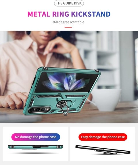 ETUI PANCERNE SAMSUNG GALAXY Z FOLD 4 ZIELONA RAMKA Z PIERŚCIENIEM