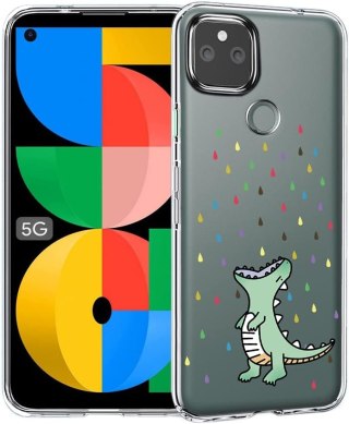 ETUI PRZEŹROCZYSTE DO GOOGLE PIXEL 5A 5G 6.34" CASE Z DINOZAUREM