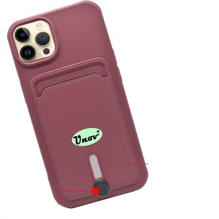 ETUI SILIKONOWE APPLE IPHONE 11 6.1" BORDOWE +MIEJSCE NA KARTY PORTFEL