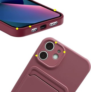 ETUI SILIKONOWE APPLE IPHONE 11 6.1" BORDOWE +MIEJSCE NA KARTY PORTFEL