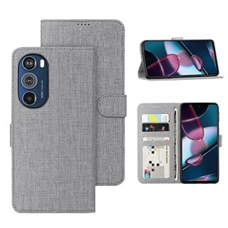 ETUI Z KLAPKĄ MOTOROLA EDGE 30 PRO CASE SZARY MATERIAŁOWY TKANINA