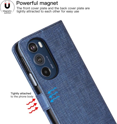 ETUI Z KLAPKĄ MOTOROLA EDGE 30 PRO CASE SZARY MATERIAŁOWY TKANINA