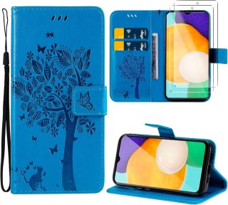 ETUI Z KLAPKĄ NIEBIESKIE SAMSUNG GALAXY A13 5G +2x SZKŁO HARTOWANE SM-A136U