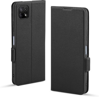 ETUI Z KLAPKĄ SAMSUNG GALAXY A22 5G 6.60" CASE CZARNY Z EKOSKÓRY ELEGANCKI