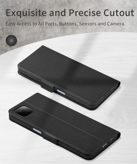 ETUI Z KLAPKĄ SAMSUNG GALAXY A22 5G 6.60" CASE CZARNY Z EKOSKÓRY ELEGANCKI