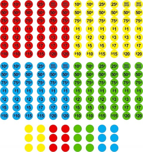 NAKLEJKI CENY W DOLARACH ZABAWA W SKLEP 3840szt