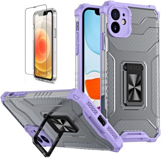 ZESTAW ETUI APPLE IPHONE 11 6.1' FIOLETOWE PANCERNE +1x SZKŁO HARTOWANE