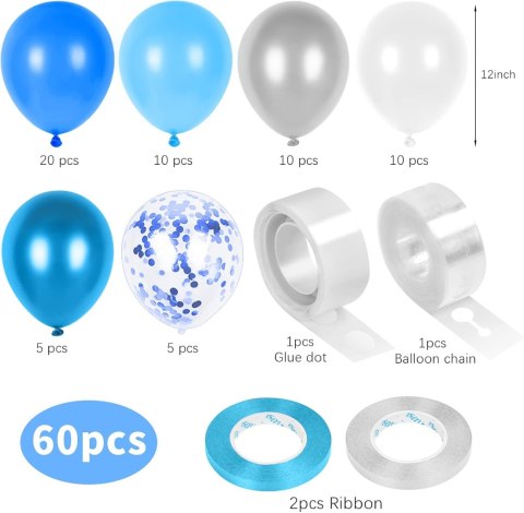 DEKORACJE 60 BALONÓW 6 KOLORÓW