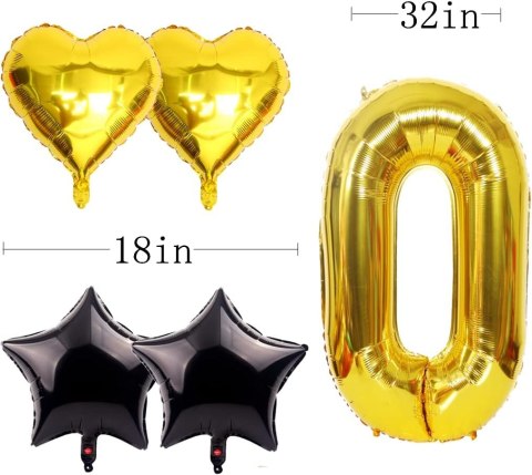 DEKORACJE URODZINY BALON CYFRA 90 ZŁOTY 81 CM