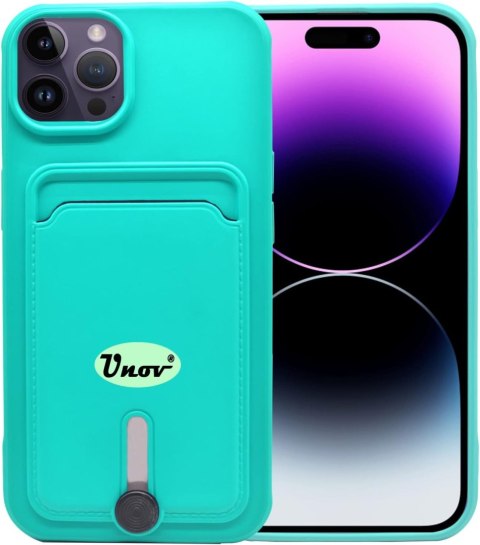 ETUI DO APPLE IPHONE 14 PRO MAX 6.7" TURKUSOWE SILIKONOWE +MIEJSCE NA KARTY