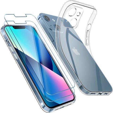 ETUI POKROWIEC DO APPLE IPHONE 13 BEZBARWNE SILIKONOWE +3x SZKŁO HARTOWANE