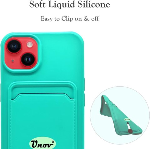 ETUI SILIKONOWE DO APPLE IPHONE 14 PLUS TURKUSOWE +MIEJSCE NA KARTY PORTFEL