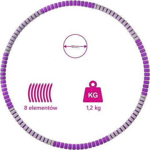 HULA HOP PIANKOWE ODCHUDZAJĄCE FIOLETOWO-SZARE 8ELEM