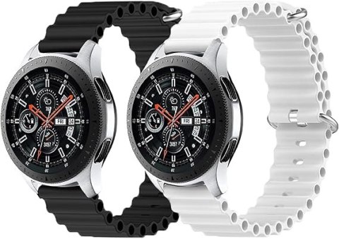 2x PASEK DO ZEGARKA CZARNY BIAŁY SILIKON Samsung Galaxy Watch/Amazfit 20mm