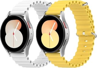 2x PASEK DO ZEGARKA ŻÓŁTY BIAŁY SILIKON Samsung Galaxy Watch/Amazfit 20mm