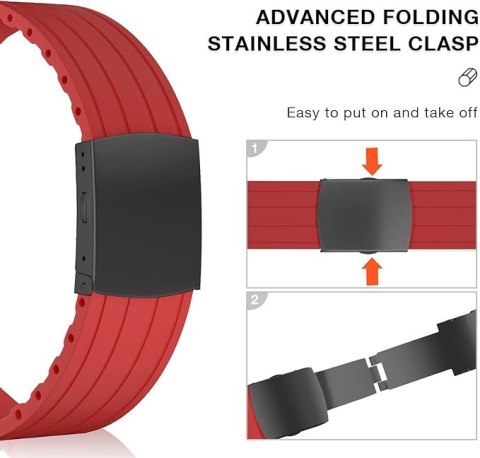 BRANSOLETA DO ZEGARKA CZERWONY SILIKON UNIWERSALNY WODOODPORNY 16mm
