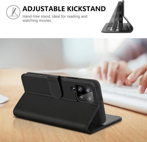 ETUI Z KLAPKĄ DO SAMSUNG GALAXY A42 CASE CZARNY Z EKOSKÓRY ELEGANCKI