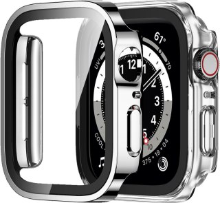 2x ETUI APPLE iWATCH SERII 6/5/4/SE 44mm PRZEZROCZYSTE I SREBRNA RAMKA