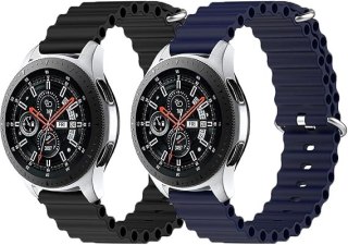 2x PASEK DO ZEGARKA NIEBIESKI CZARNY SILIKON Samsung/HUAWEI Watch 22mm