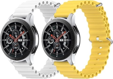 2x PASEK DO ZEGARKA ŻÓŁTY BIAŁY SILIKON Samsung Galaxy Watch 3 45mm 22mm