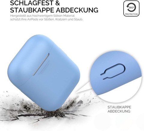 ETUI APPLE AIRPODS 2019 NIEBIESKIE BŁĘKITNE ELASTYCZNE WYTRZYMAŁE SOLIDNE