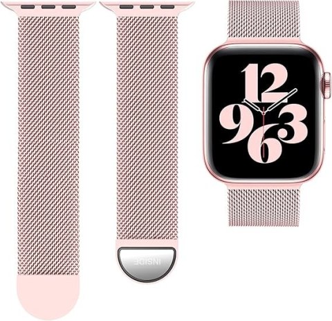 PASEK DO ZEGARKA APPLE WATCH 1/2/3/4/5/6/7/8/9/10/SE 42/44/45mm RÓŻOWY STAL