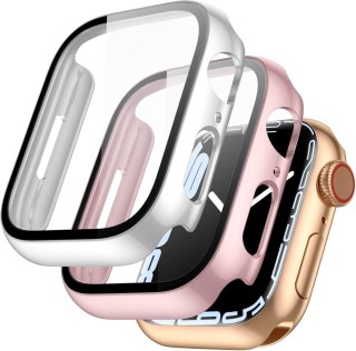 2x ETUI APPLE iWATCH SERII 7 41mm SRERBNA I RÓŻOWA RAMKA OCHRONA APARATU