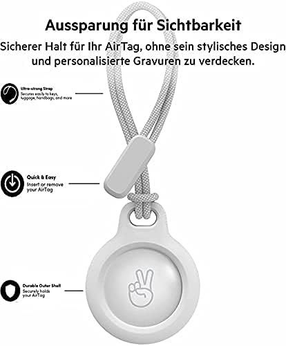 2x ETUI CASE NA AIRTAG APPLE 2021 Z KÓŁKIEM BRELOCZEK BIAŁE CZARNE WYTRZYMAŁE