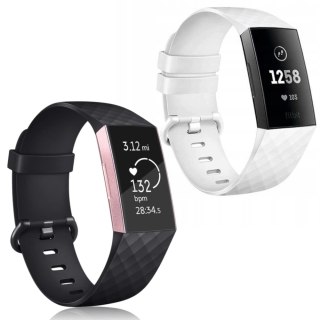 2x PASEK DO Fitbit Charge 3/4 CZARNY BIAŁY TPU WODOODPORNY OPASKA S