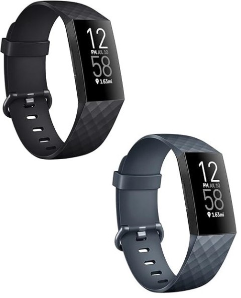 2x PASEK DO Fitbit Charge 3/4 CZARNY SZARY TPU WODOODPORNY OPASKA L