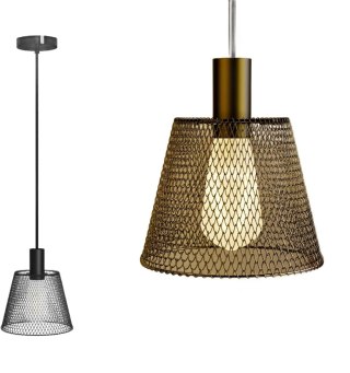 LAMPA SUFITOWA WISZĄCA ŻYRANDOL CZARNA METALOWA SIATKA LOFT E26