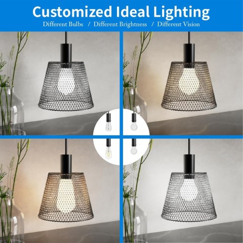 LAMPA SUFITOWA WISZĄCA ŻYRANDOL CZARNA METALOWA SIATKA LOFT E26