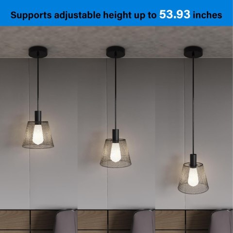 LAMPA SUFITOWA WISZĄCA ŻYRANDOL CZARNA METALOWA SIATKA LOFT E26