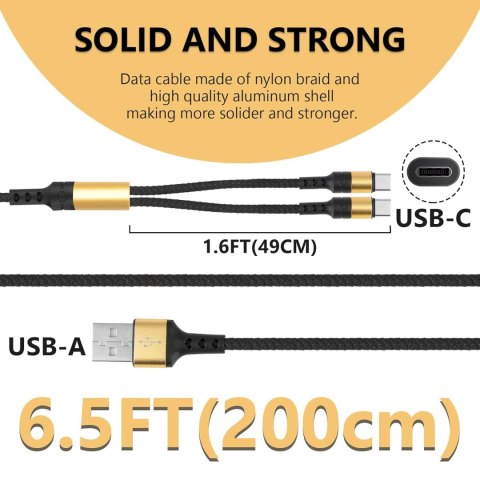 KABEL MIKROFONOWY USB-A DO 2x USB-C CZARNY 200cm Elgato Wave:1, Wave:3