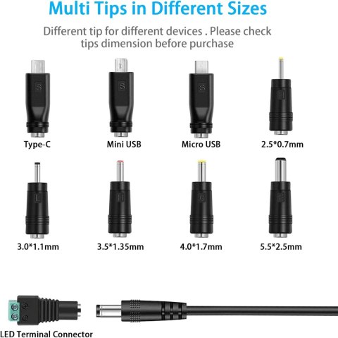 ZASILACZ CENTRALNY ADAPTER 10 RÓŻNYCH KOŃCÓWEK Micro USB Mini USB USB C