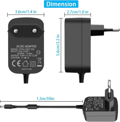 ZASILACZ CENTRALNY ADAPTER 6 RÓŻNYCH KOŃCÓWEK Arduino DVD GŁOŚNIKI 9V 1,5A