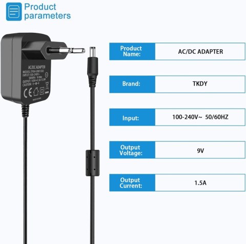 ZASILACZ CENTRALNY ADAPTER 6 RÓŻNYCH KOŃCÓWEK Arduino DVD GŁOŚNIKI 9V 1,5A