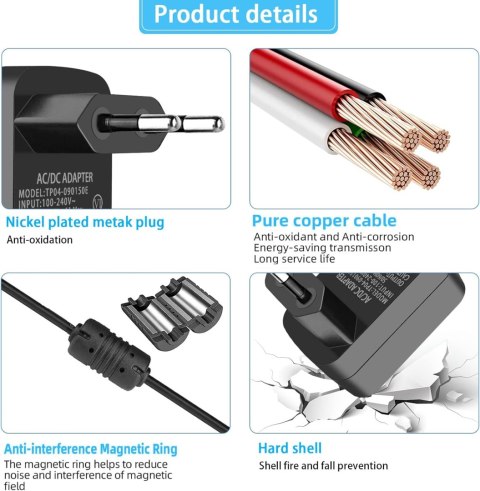 ZASILACZ CENTRALNY ADAPTER 6 RÓŻNYCH KOŃCÓWEK Arduino DVD GŁOŚNIKI 9V 1,5A