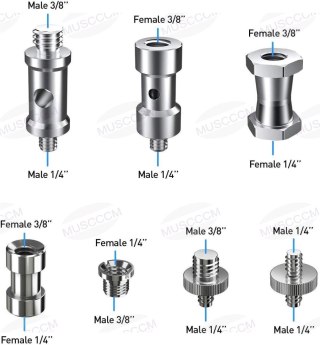 ZESTAW ŚRUB DO APARATU STATYWU MONOPODU PASKA OŚWIETLENIA KONWERTER ADAPTER