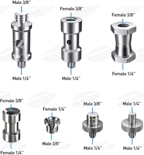 ZESTAW ŚRUB DO APARATU STATYWU MONOPODU PASKA OŚWIETLENIA KONWERTER ADAPTER
