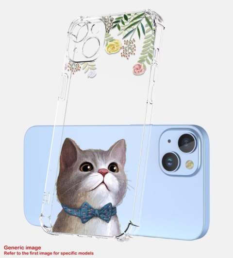 ETUI OPPO RENO9 PRO+ PRZEZROCZYSTE KOT KWIATY UROCZE WYSOKA OCHRONA SOLIDNE