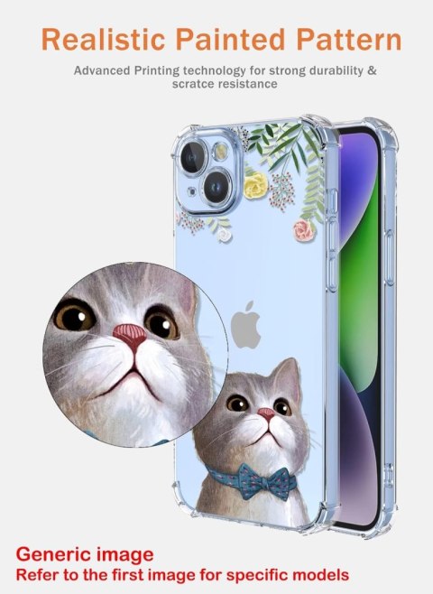 ETUI OPPO RENO9 PRO+ PRZEZROCZYSTE KOT KWIATY UROCZE WYSOKA OCHRONA SOLIDNE