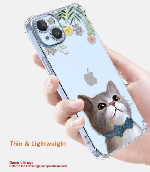 ETUI OPPO RENO9 PRO+ PRZEZROCZYSTE KOT KWIATY UROCZE WYSOKA OCHRONA SOLIDNE